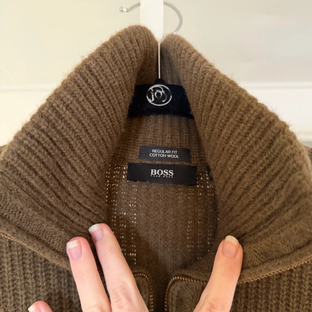 Hugo Boss Wool Collared Quarter Zip Sweater Size Mens L - Picture 10 of 10